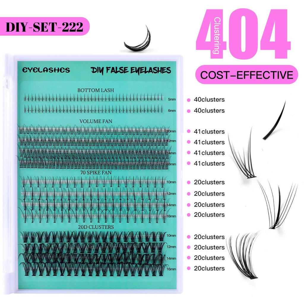 404 Clusters Large-Capacity Lower Eyelashes: DIY Mixed Small Devil Single Cluster False Lashes