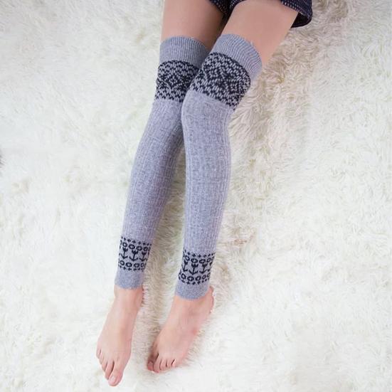 1 пара женских зимних носков для голени из плотного материала с цветными блоками, накидки на ноги выше колена, нескользящие, высокоэластичные, сохраняющие тепло носки