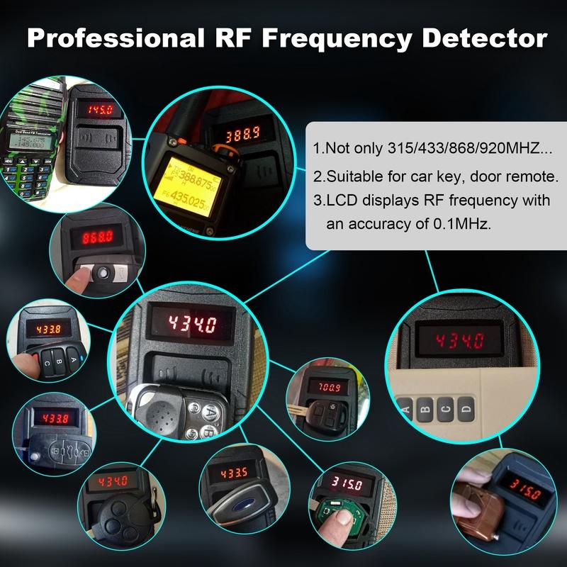 10MHZ to 1000MHZ Car Key Frequency Tester for 315,433,868,902MHZ, Door RF TV Infrared IR Remote Control Detector Diagnostic Tool