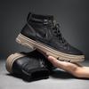 2024 New Men's Boots High Top Motorcycle Boots Fashion Leather Shoes Casual Outdoor Shoes Male Sneakers Bota Masculina