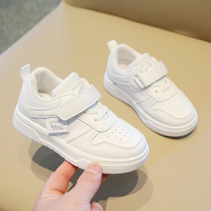 Kids White Sneakers Boys Girls Breathable Mesh Lining Soft Rubber Sole Casual Low Top Shoes Fall