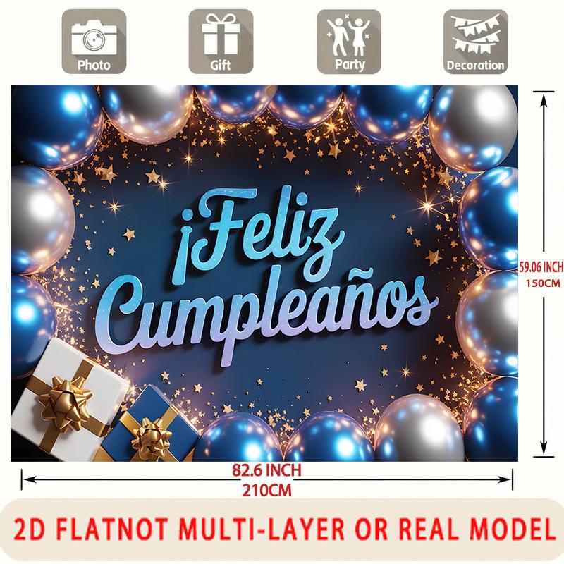 Party Backdrop Birthday Balloon Blue Silver Photo Booth Background Front Door Decor