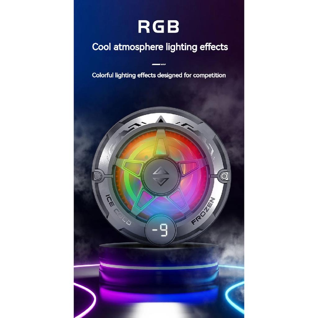 K20 Universal Portable Magnetic Semiconductor Phone Cooler with Digital Display RGB Lights Powerful Cooling Fan for Gaming