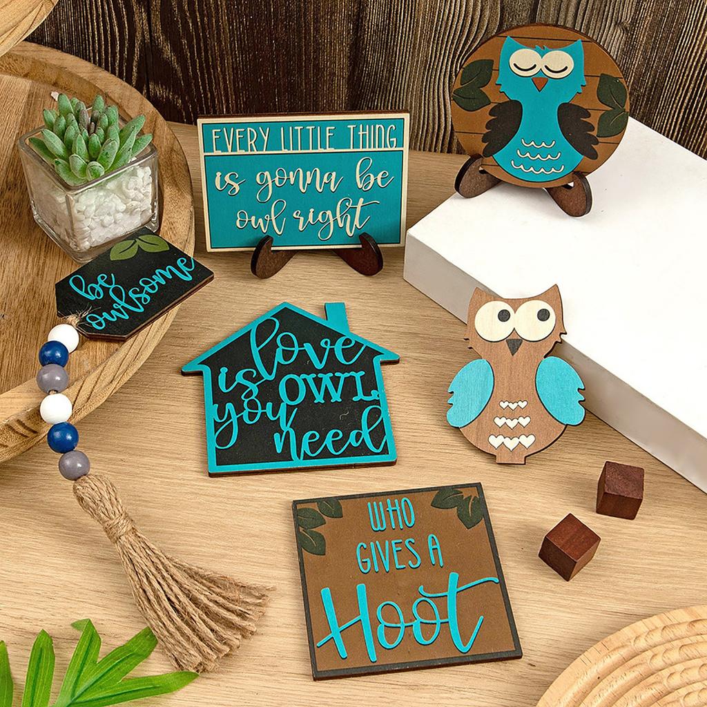 Farm Owl Theme Tiered Tray Decoration Creative Desktop Decoration Ornament Home Decor Craft