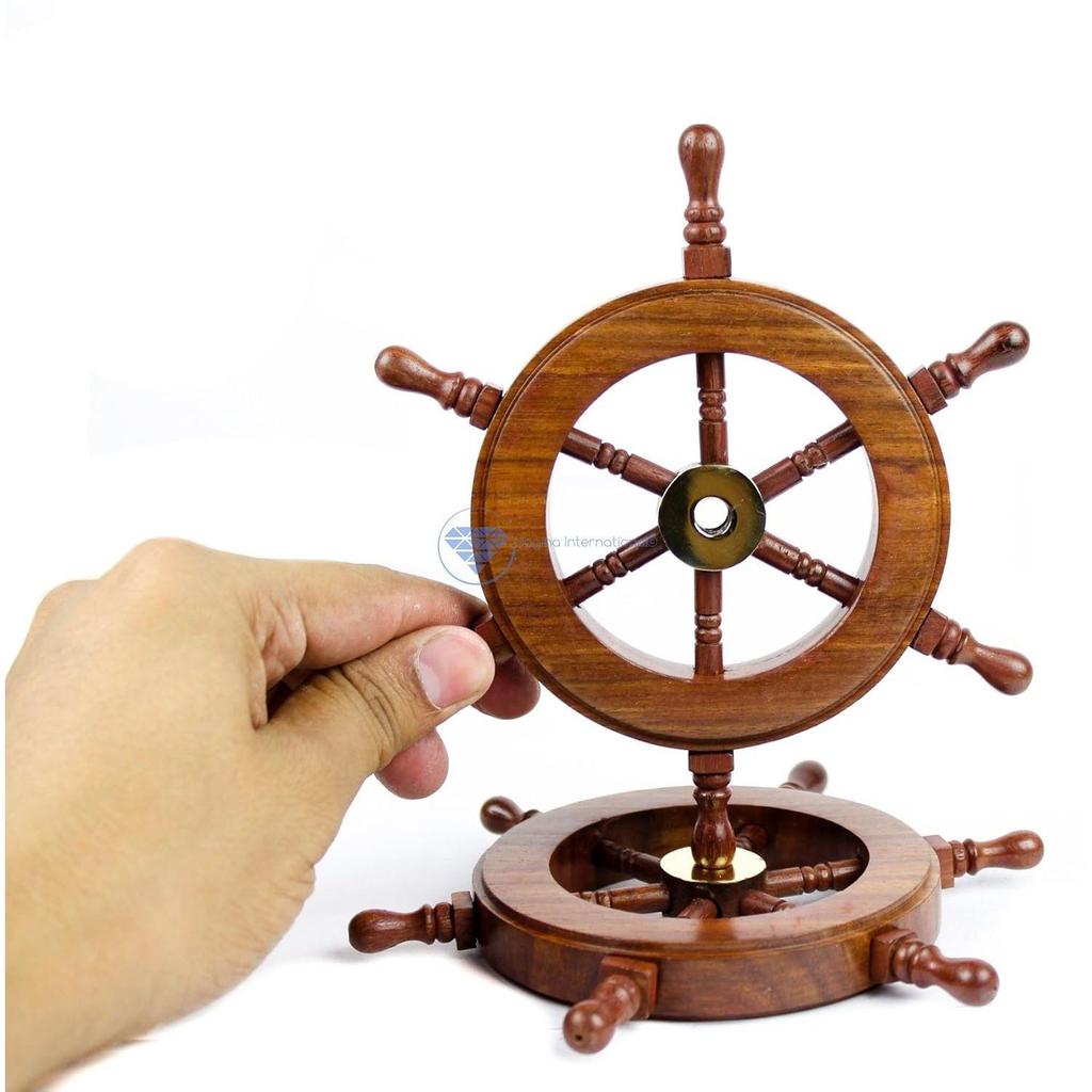 Hand Crafted Premium Nautical Wooden Ship Wheel | Exclusive Pirate's Wall Decor | Ocean & Beach Maritime Nursery Decorative