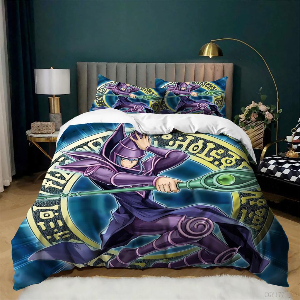 Classic Yu-Gi-Oh! Bedding Set Lightweight Duvet Cover Set All-Season Duel Monsters Ultra Soft 3-Pcs Quilt Cover for Boys