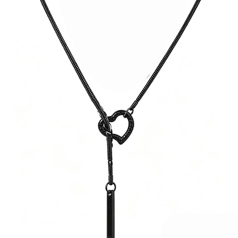 Colorful Love Double-layer Necklace, Niche Style Y-chain Collarbone Chain, Stainless Steel Does Not Fade