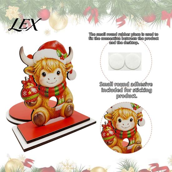 Creative Christmas Kitchen Storage Wooden Paper Towel Holder, Decorative Vertical Roll Dispenser, Festive Countertop Stand Stable Weighted Base