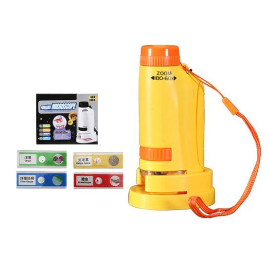 Детский игрушечный микроскоп со светодиодной подсветкой 60-180X, биологический микроскоп для малышей, портативный ручной мини-скоп, образовательный научный эксперимент, игрушечный микроскоп