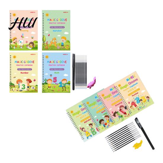 Workbook Set for Building Basic Skills in Children Grooved Copybook Kids Math Drawing Practice Book Handwriting Kids' And Painting Kit Number