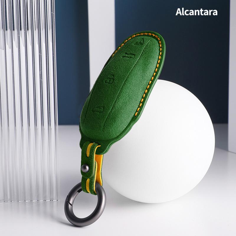 suede Car Smart Key Case Cover For Tesla Model 3 Model X S Model Y Bag Protector Fob Band Shell Holder Keychain Accessories