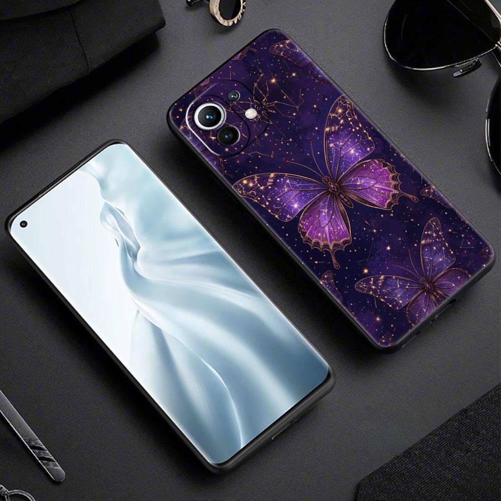 Художественный Фиолетовый Бабочка Чехол для Телефона для Xiaomi Mi 17 Pro Max 15 14 13 12 11 Ultra 15T 14T 13T 12T 11T Pro Lite Мягкий TPU Чехол