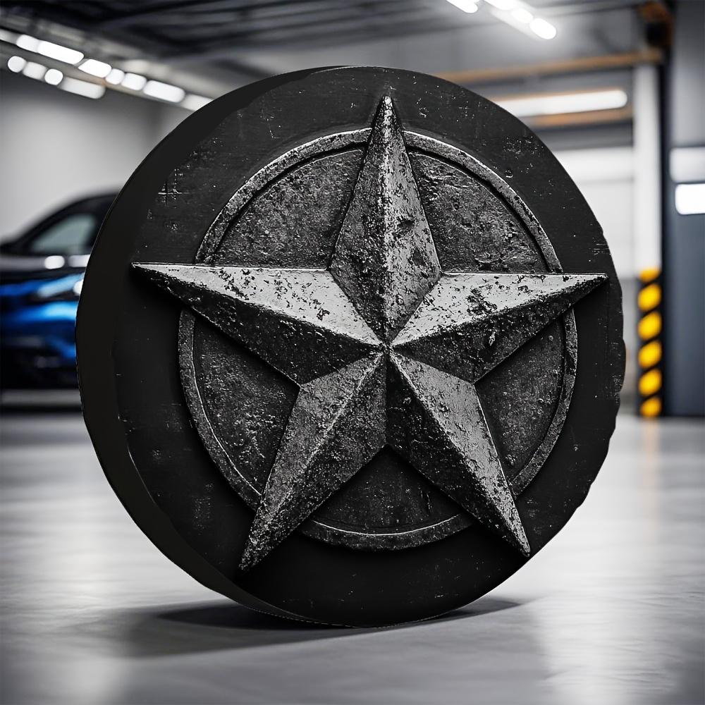 1pc Durable 100% Polyester Five-Pointed Star Spare Tire Cover, Universal Fit For Cars, SUVs, And Campers - Scratch-Resistant, Wa