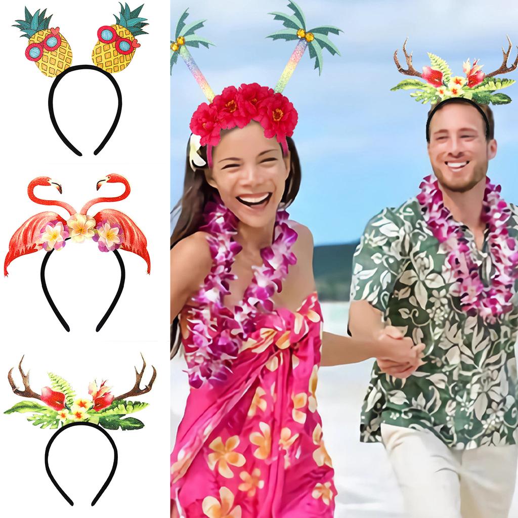 Tropical Summer Headwear Luau Palm Antler Headband Party Costume Stall Pedlar Supply for Picnic Pool Parties