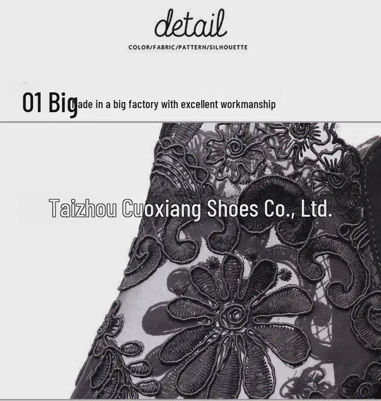 Сандалии Fish Mouth Mesh 2021 года, лето: Дышащие кружевные полые высокие каблуки, женские большие размеры на молнии толстые каблуки