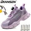 Breathable Safety Shoes Steel Toe Shoes For Women Anti-Puncture Anti-Smash Work Sneakers Slip Resistant Casual Walking Shoes