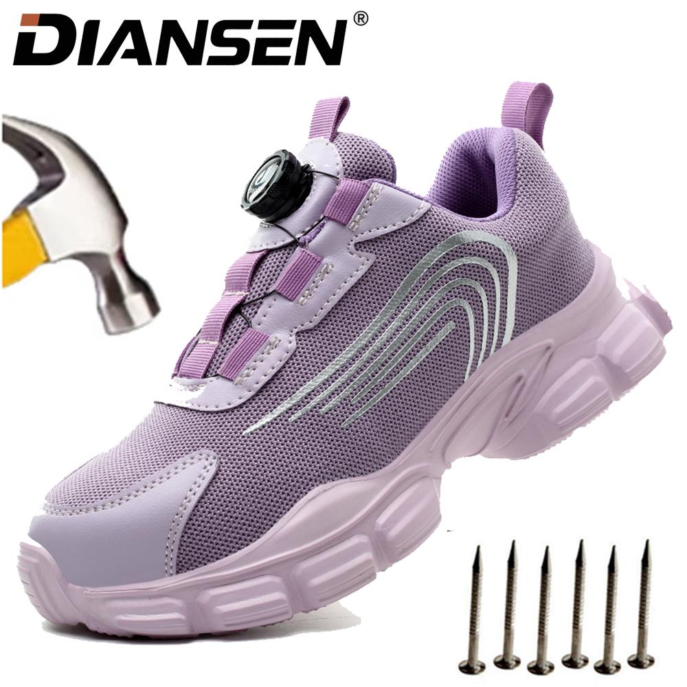 Breathable Safety Shoes Steel Toe Shoes For Women Anti-Puncture Anti-Smash Work Sneakers Slip Resistant Casual Walking Shoes
