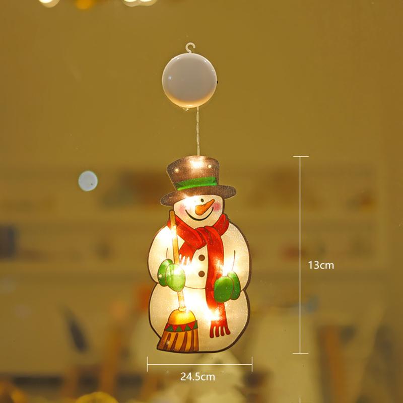Светодиодные подвесные светильники с присоской Снеговик Санта-Клауса в форме лампы для витрины рождественской вечеринки