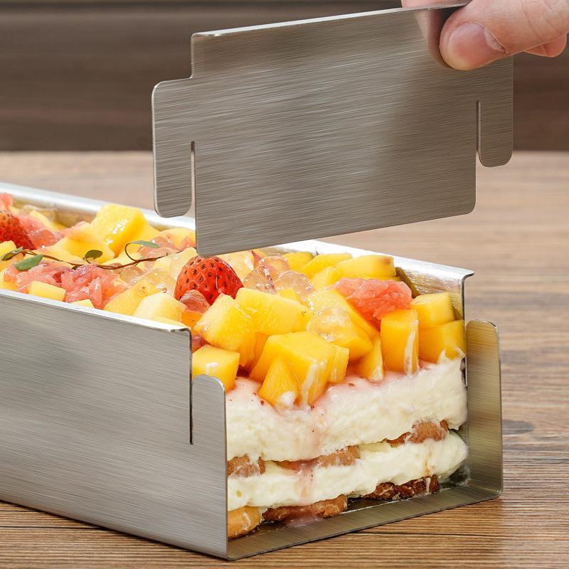 Rectangular Tiramisu Cake Mold Set Stainless Steel Baking Box with Cake Tray for Parties and Celebrations