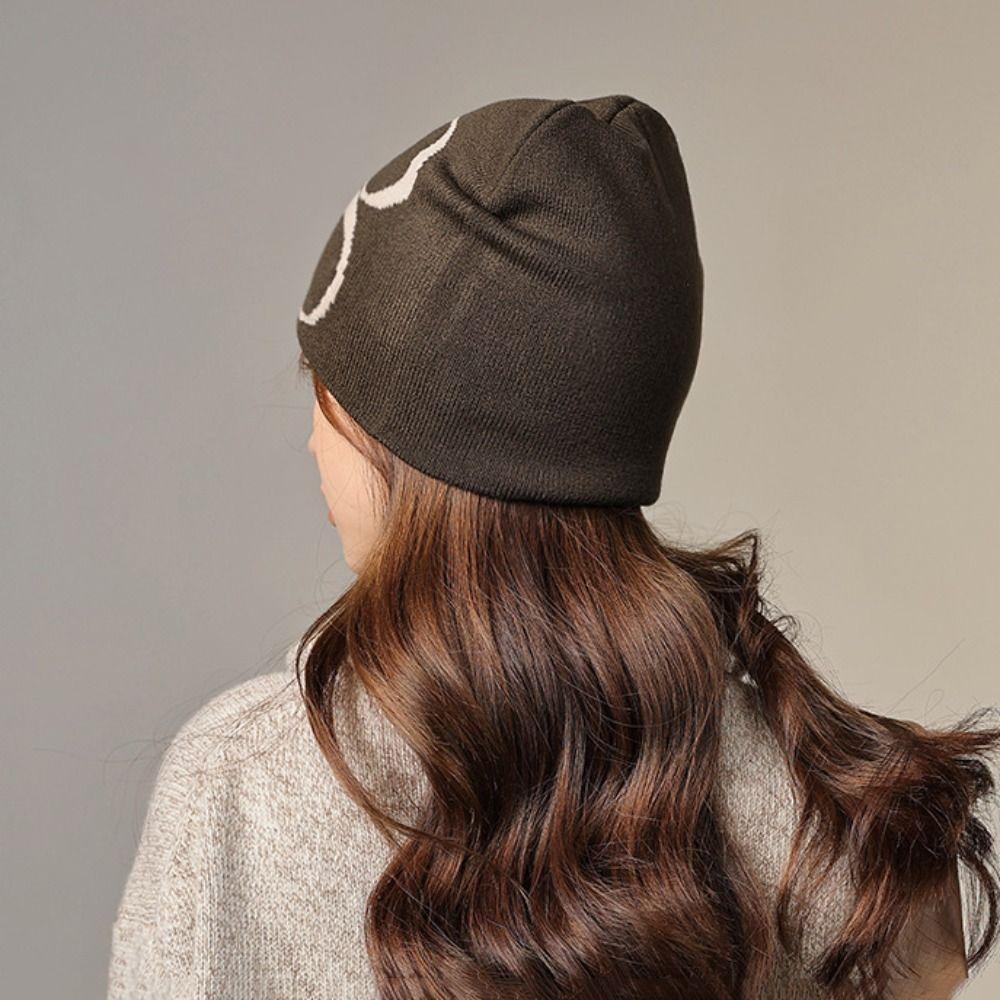 Y2k Letter Woolen Hat Skull Cap Knitted Pullover Hat Goth Knitted Cap Female/Girls