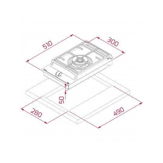 Plaque Gaz TEKA 1 Feux 30 / 51cm GZC31330 - Blanc - Domino Wok - Exact Flame - Allumage Automatique