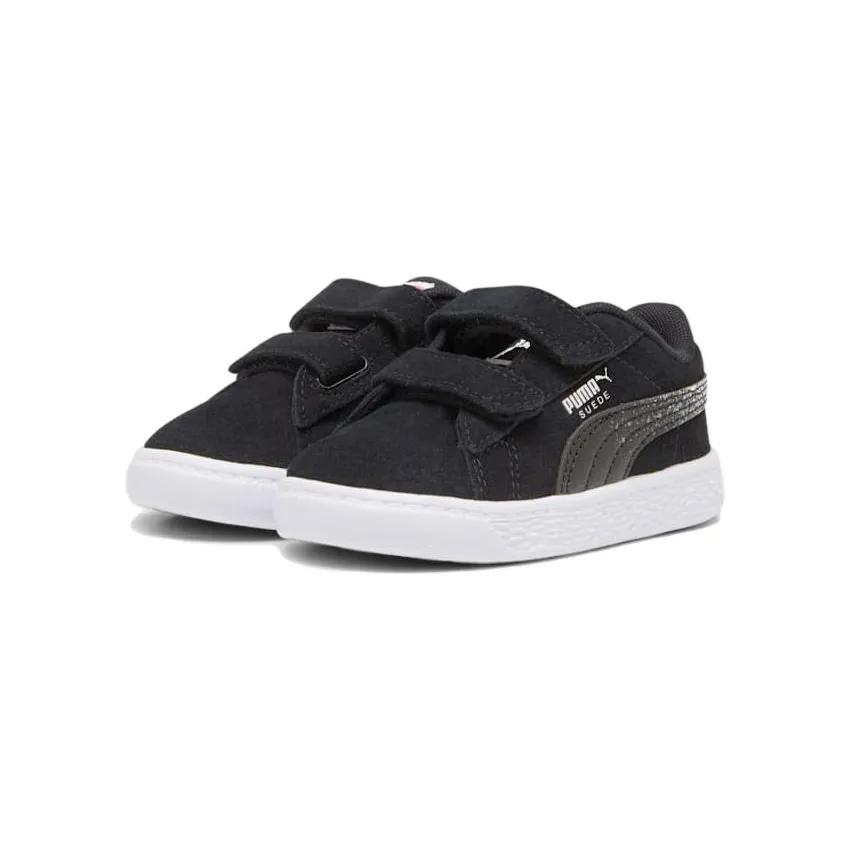 Puma Suede Classic Little Kid 'Starry Night - Black' (Unisex) Black / Silver Kids' Skateboarding Shoes 392541 02
