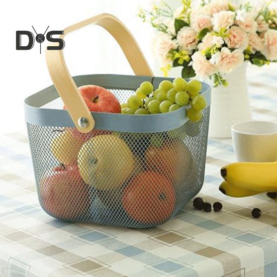 Органайзер для хранения фруктовая корзина с деревянной ручкой прочная несущая многофункциональная корзина для покупок большой вместимости