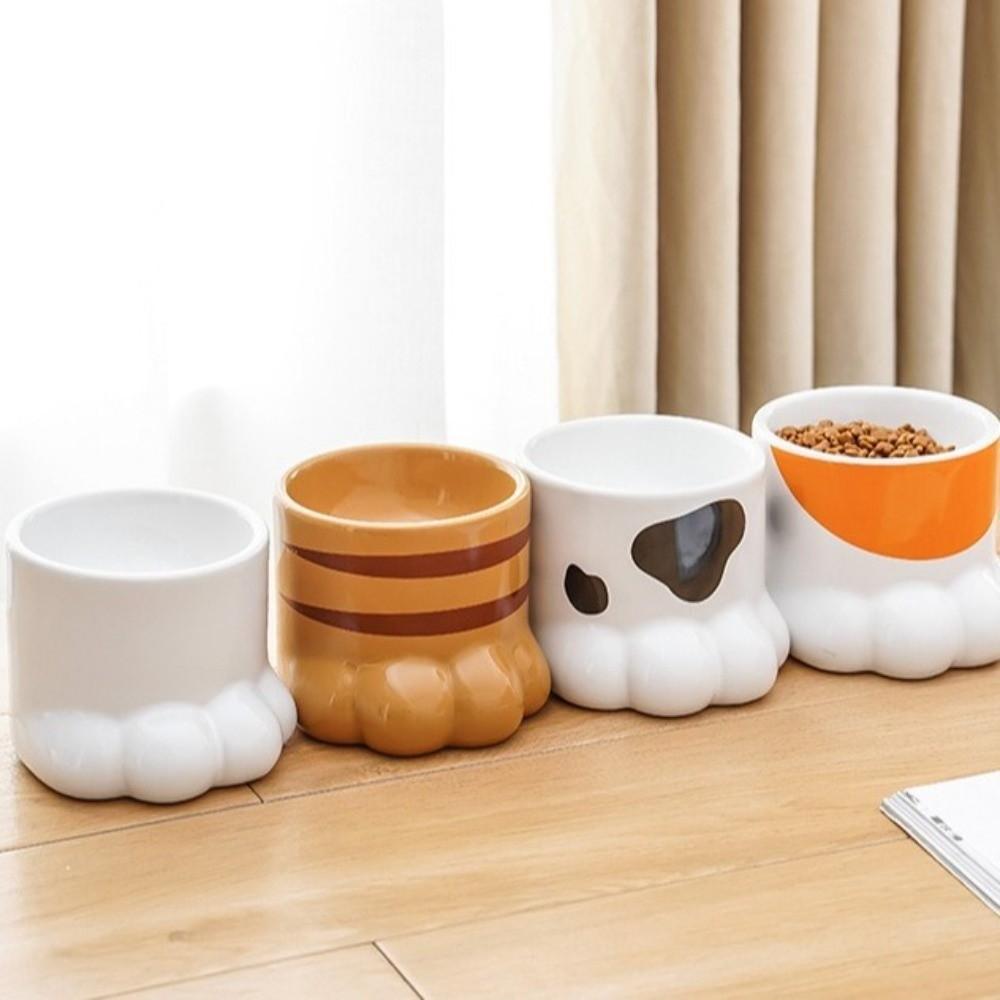 Slanted Mouth Ceramic Cat Bowl Large Capacity High Foot Bowl Drinking Bowl Water Bowl Pet Feeding