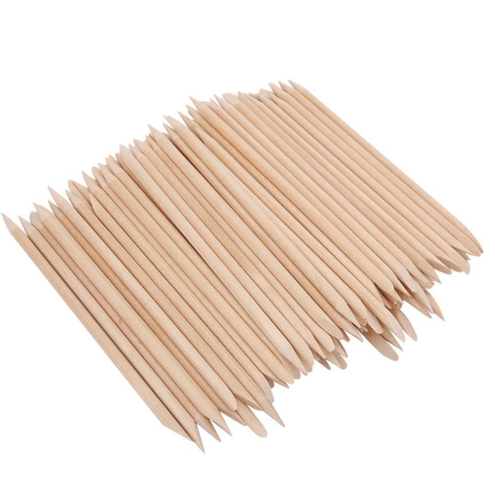 200pcs Double Heads Cuticle Pusher Wooden Stick Wooden Nail Stick Orange Wood Stick Pedicure