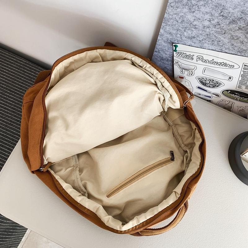Школьная сумка для женщин, однотонный рюкзак, промытый холст, рюкзак для девочек