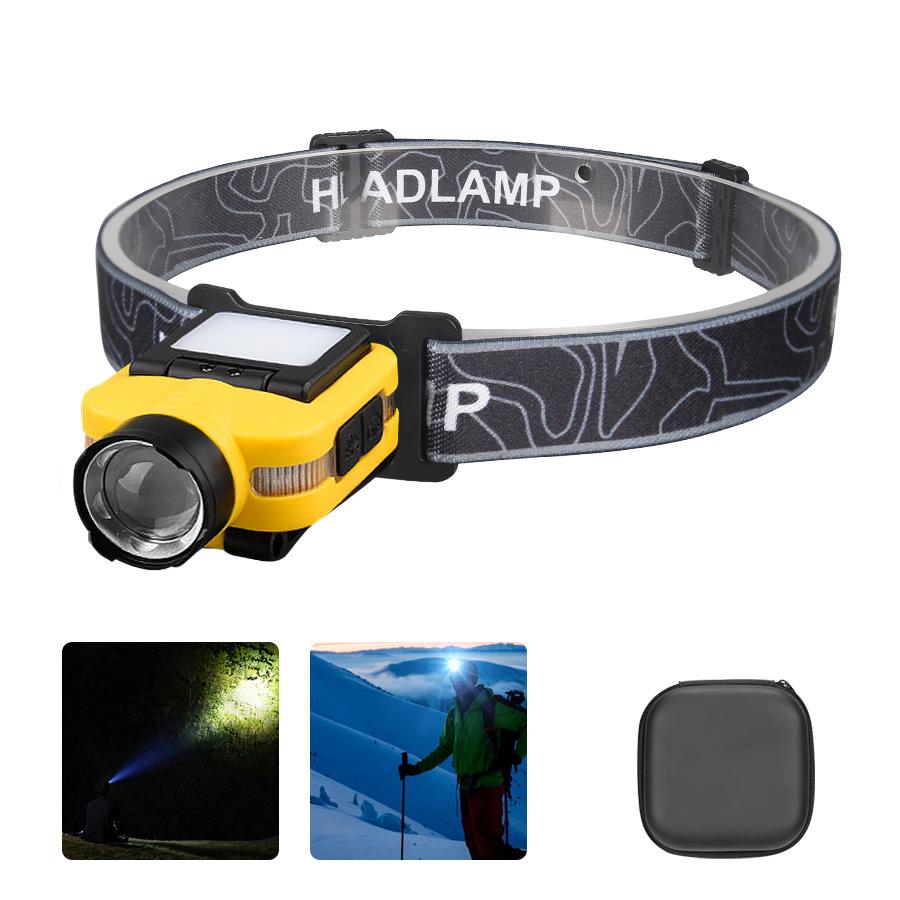 Mini Portable LED Induction Headlampt Built-in Battery Type-c Charging 5 Lighting Modes Ultra Bright Outdoor Hunting Flashlight