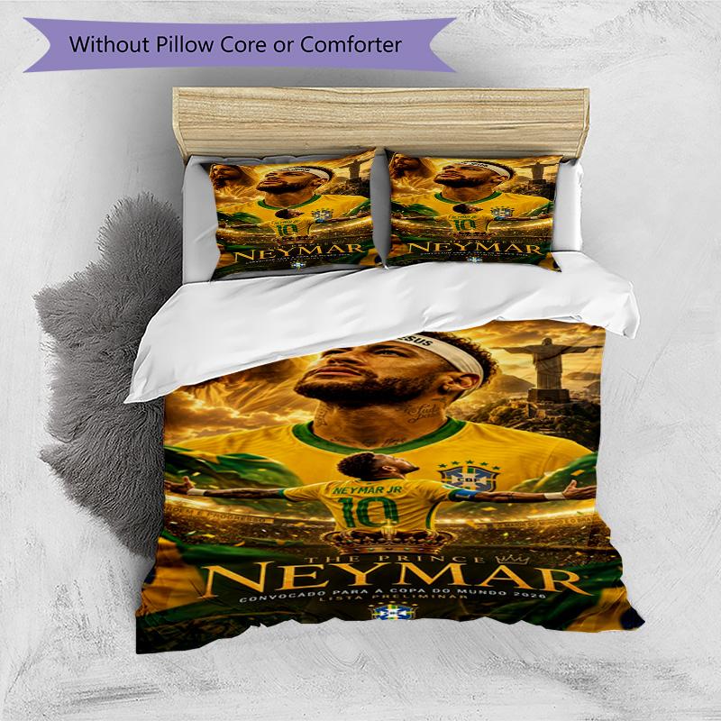 Ronaldo's Prince Neymar's Journey Glory Bedding Set, Breathable Duvet Cover with Pillowcases, Soft Bed Linen for Bedroom Home Decoration, Perfect Fest