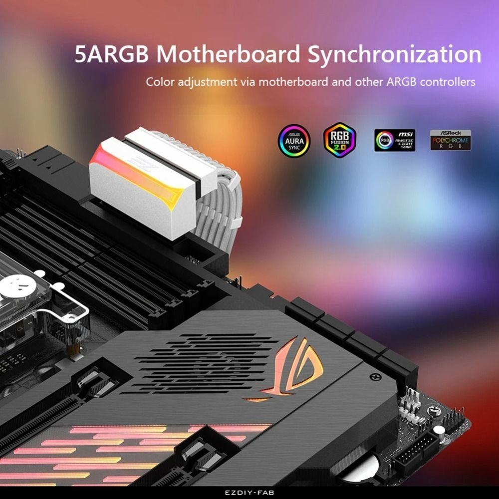 Mainboard ATX 24 Pin to 90 Degree ARGB Motherboard Power Supply Cable Power Plug Adapter  Desktop