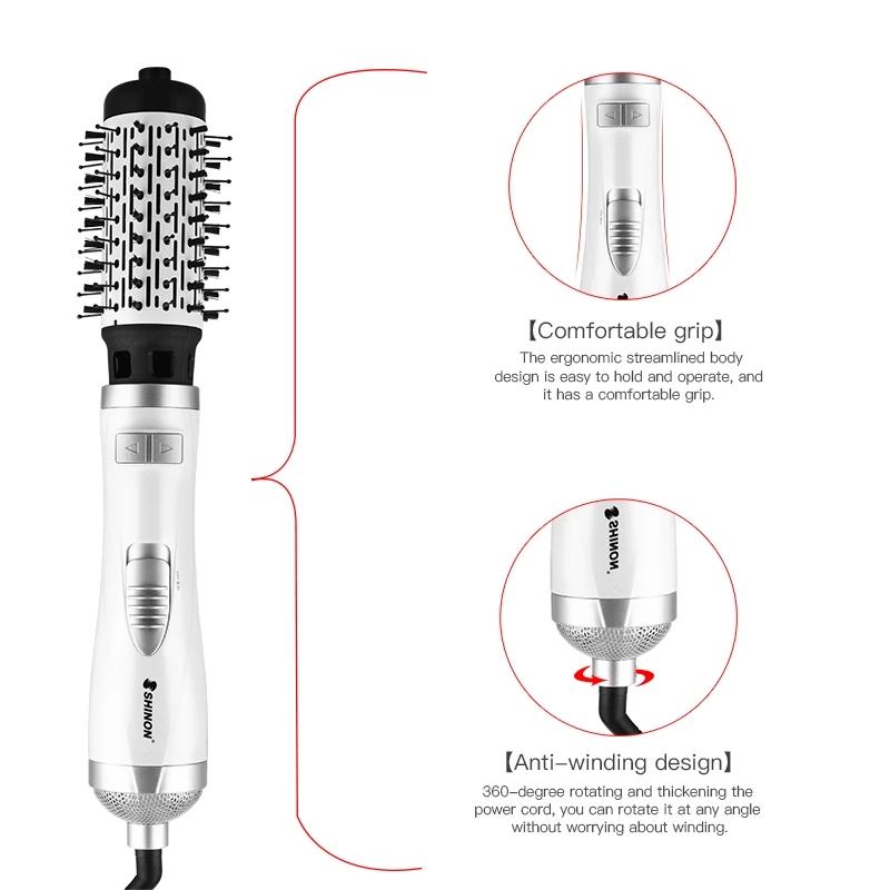 Сменная расческа 3 в 1, автоматический вращающийся электрический выпрямитель для волос, щетка для завивки волос, фен, горячий воздух, стайлер для волос