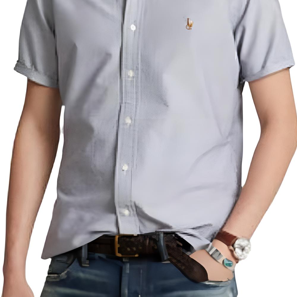 Polo Ralph Lauren Рубашка мужская с принтом, однобортная, с воротником, с карманом, с коротким рукавом, синяя 710745385-003