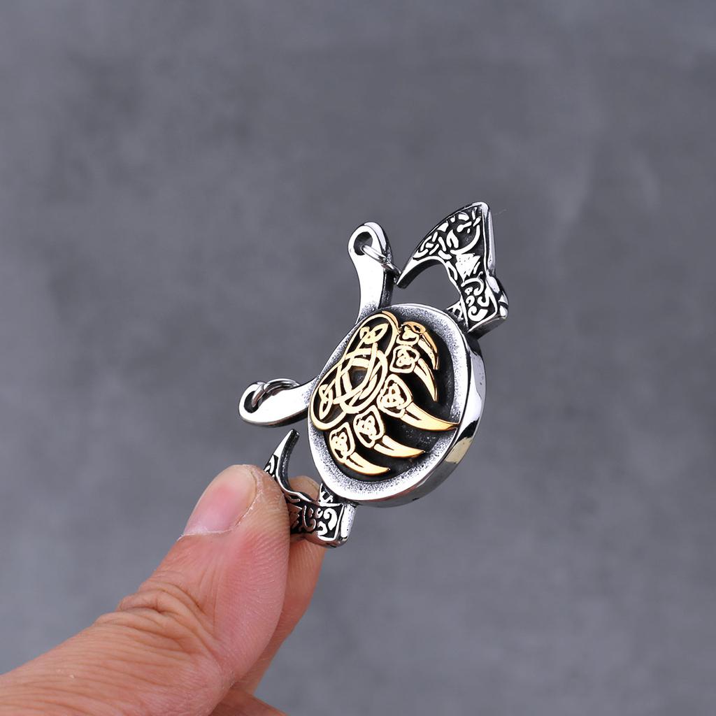 Ожерелье из нержавеющей стали с топором викинга, щитом, волчьим когтем для мужчин, винтажное Очаровательное байкерское ожерелье с кельтским узлом-талисманом, ожерелье, ювелирные изделия