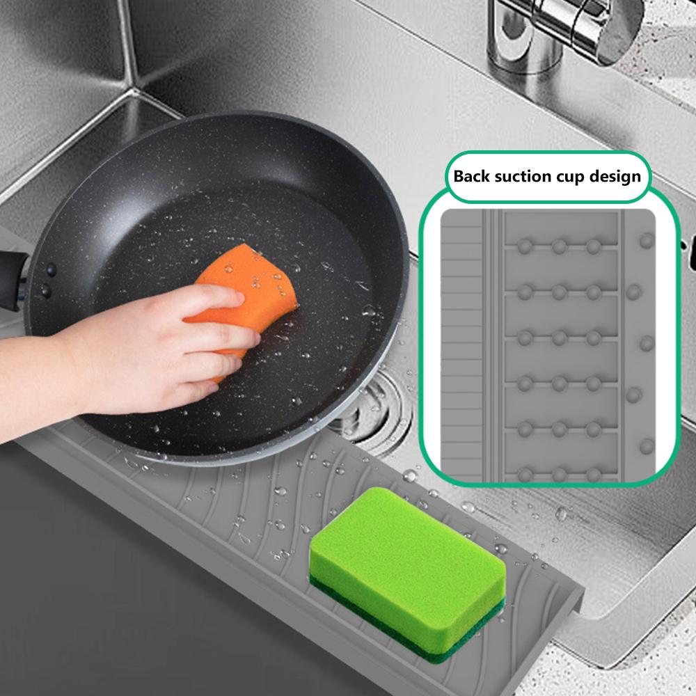 Silicone Sink Splash Guard Can Be Cropped Sucker Faucet Splash Pad Oil-Proof Non-Slip Faucet Mat Splash Catcher Bathroom