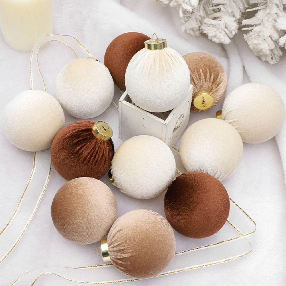 12pcs Plastic Christmas Flocking Balls Pendant Festival Christmas Tree Ornaments  Children Gifts