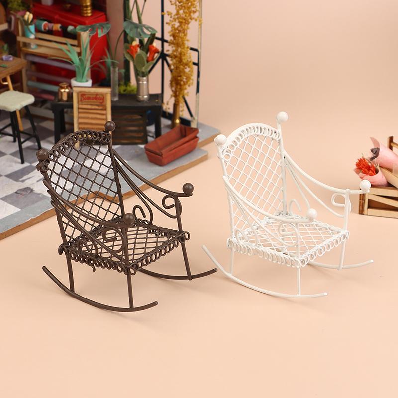 1/12 кукольный домик Мини Металлическое кресло-качалка Модель кукольной мебели Украшения Аксессуары Микропейзаж Сказочные садовые украшения