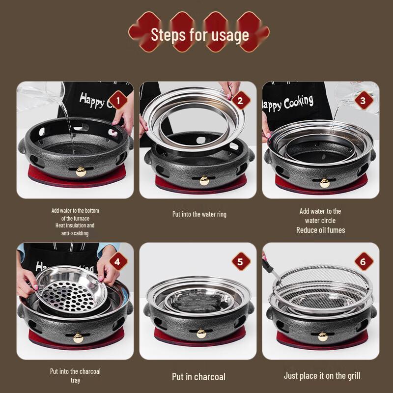 Premium Cast Iron Charcoal BBQ Grill