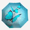 Blue Butterfly Wall Sticker, Sparkling Butterflies Home Decor Art MuralUmbrella, Cute Umbrella with Cute Design, Portable 3-Fold Compact Umbrella for