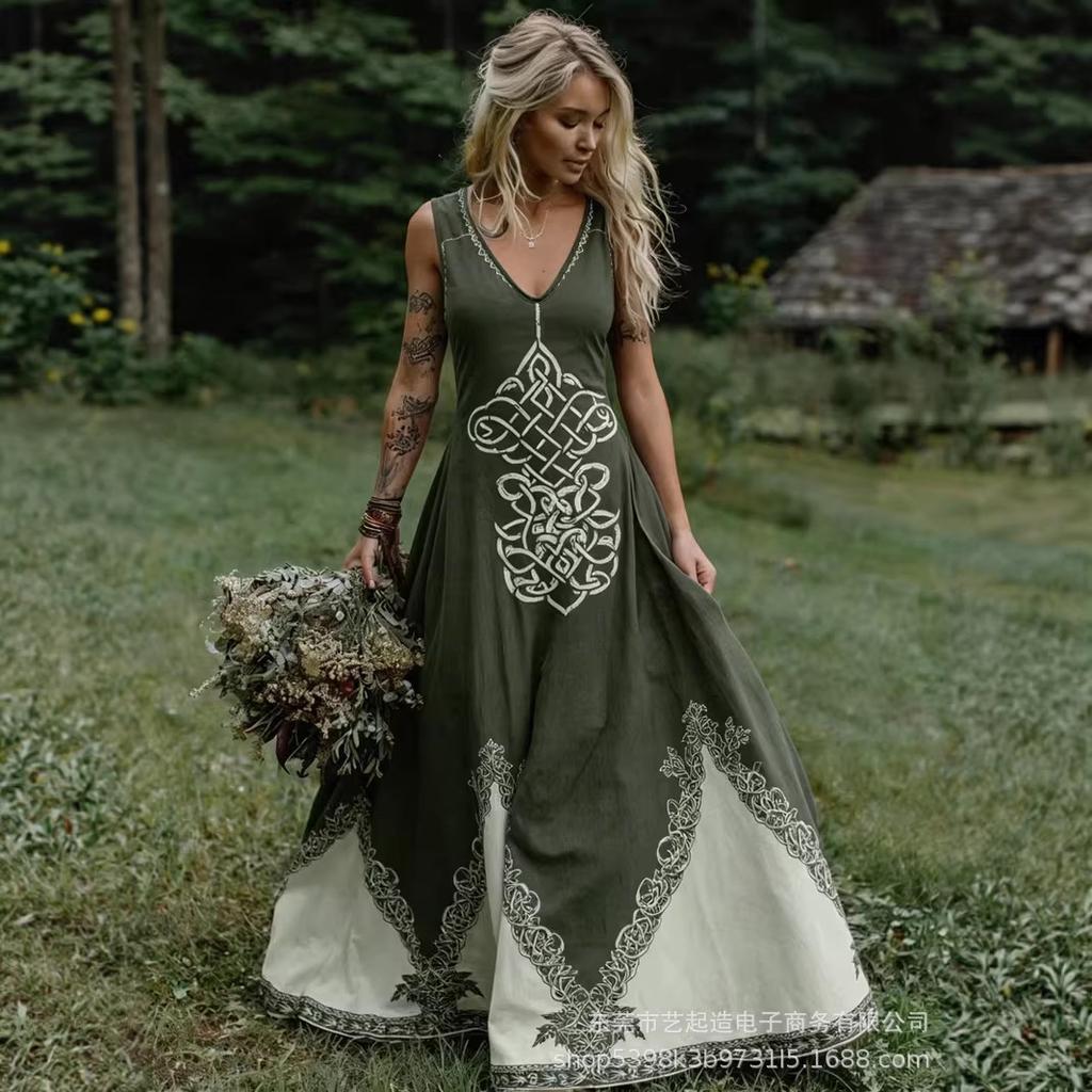 2025 Women's Summer V-Neck Casual Vest Dress - Plain Colors, Creative Design