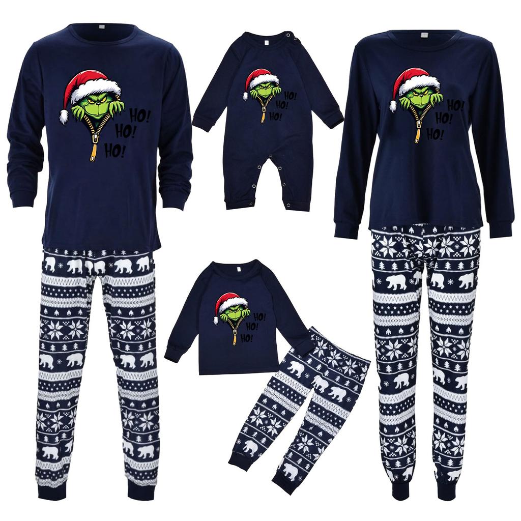 Christmas Prints Family Matching Long Sleeve Tops+Pants Set Family Matching Sets