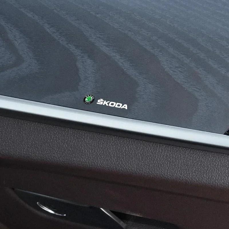 Car Window Lift Button Sticker Steering Wheel Emblems Decal Car Styling for Skoda Octavia Rapid Kodiaq Karoq Superb Fabia KamiqUE9