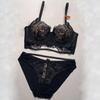 Женский комплект с бюстгальтером, кружевной вышивкой, пуш-ап, глубокий V, чашка 3/4, бюстгальтеры, сексуальные трусы, повседневное нижнее белье, весенне-летние комплекты нижнего белья