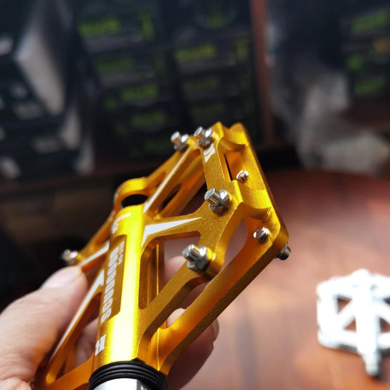 New 3 Bearings Bike Pedals Non-Slip MTB Pedals Aluminum Alloy Flat Applicable Waterproof Cycling Accessories