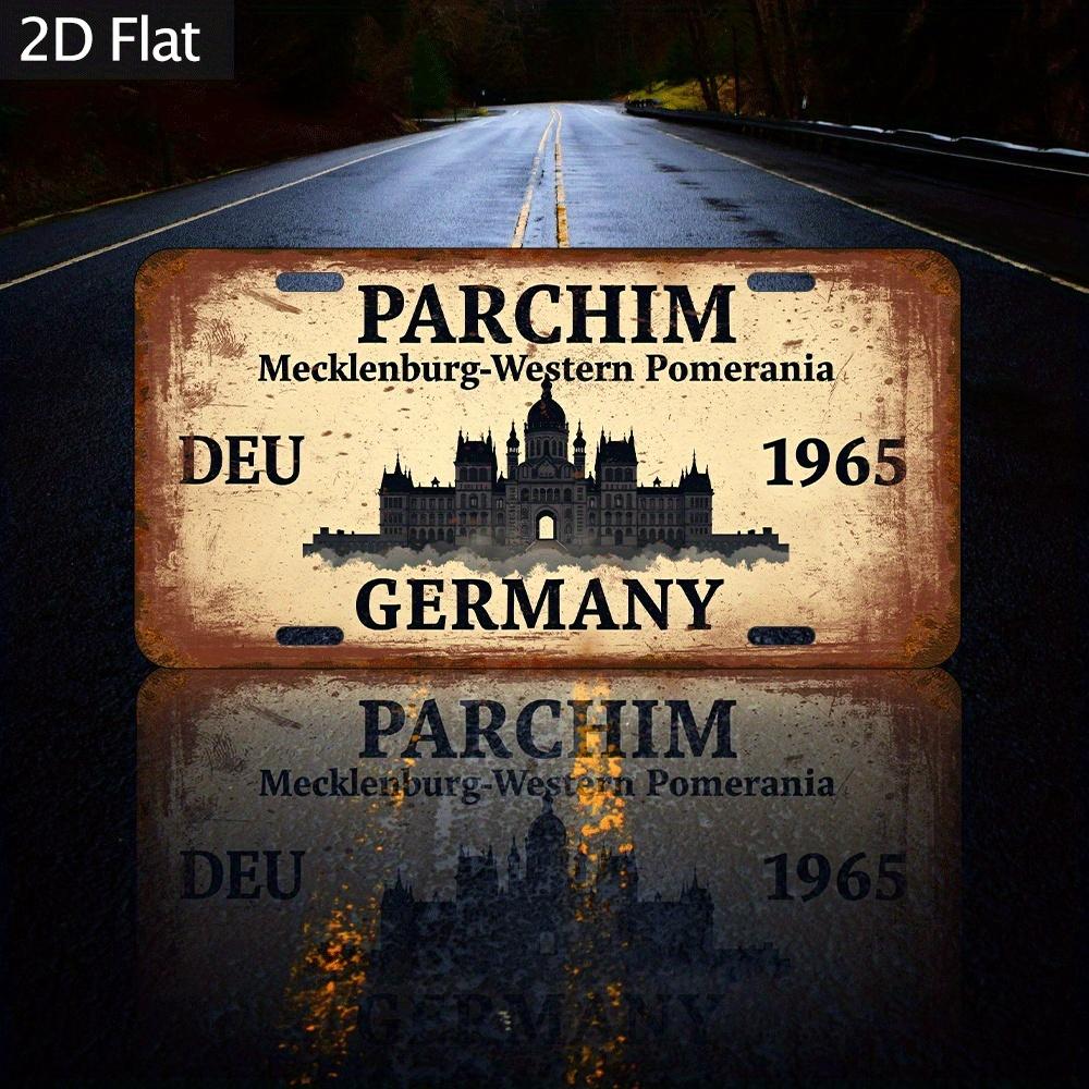 D Flat pc Vintage European Historical Architecture Metal Wall Panel Retro Industrial Suitable for Home Bar Cafe Decor