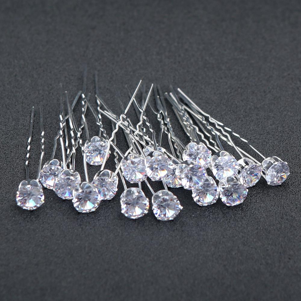 20pcs Bridal U-Shape Metal Hair Sticks Rhinestone Pearl Hair Jewelry for Wedding Hairstyles Formal Events Elegant Hair Sticks