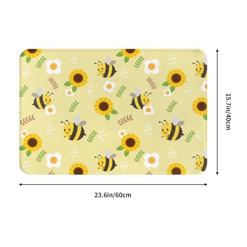 Personalized Cute Bumble Bee Sunflower Doormat Mat Anti-Slip Bumblebee Kitchen Bath Bedroom Rug Carpet 40*60cm