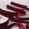 Burgundy Single-Sided Silk Velvet Flocked Ribbon for DIY Bows and Gift Packaging